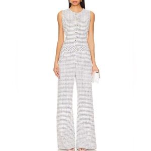 Amanda Uprichard Tori Jumpsuit in White & Black Size Small